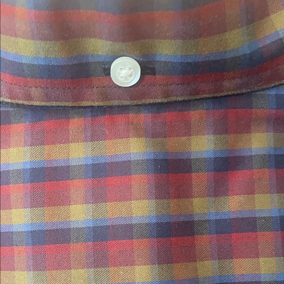 Duluth Trading Co Mens Slim Fit M Red, Blue & Mustard Plaid Shirt Fall - Picture 7 of 8